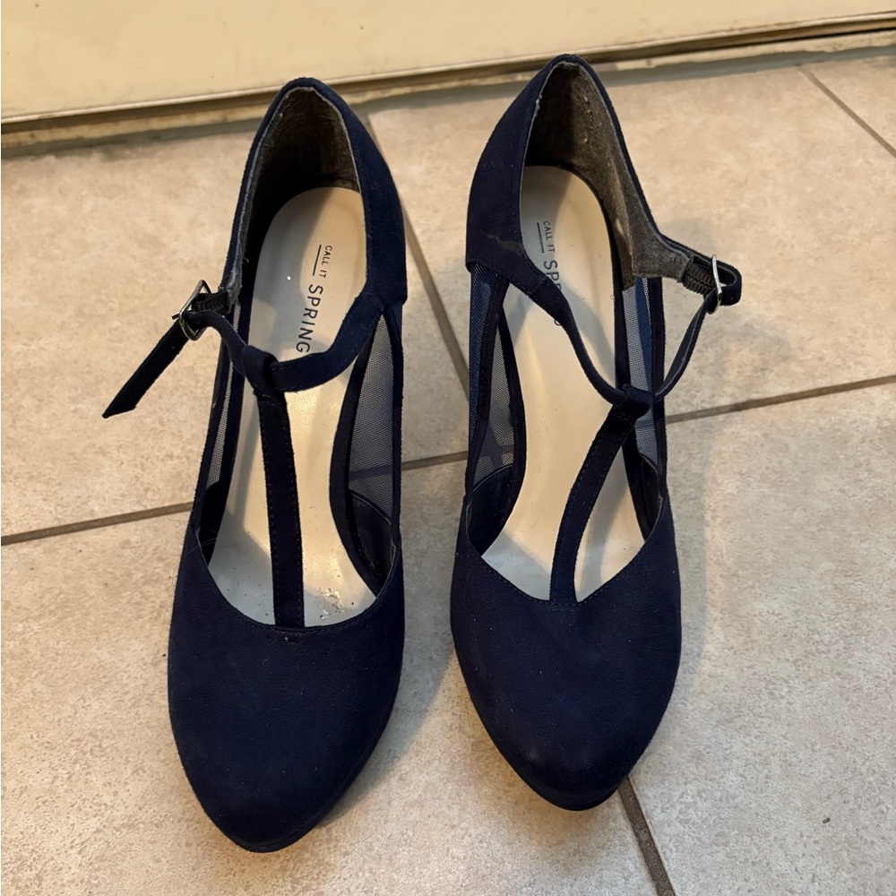 Call It Spring Women's Navy T-Strap Heels